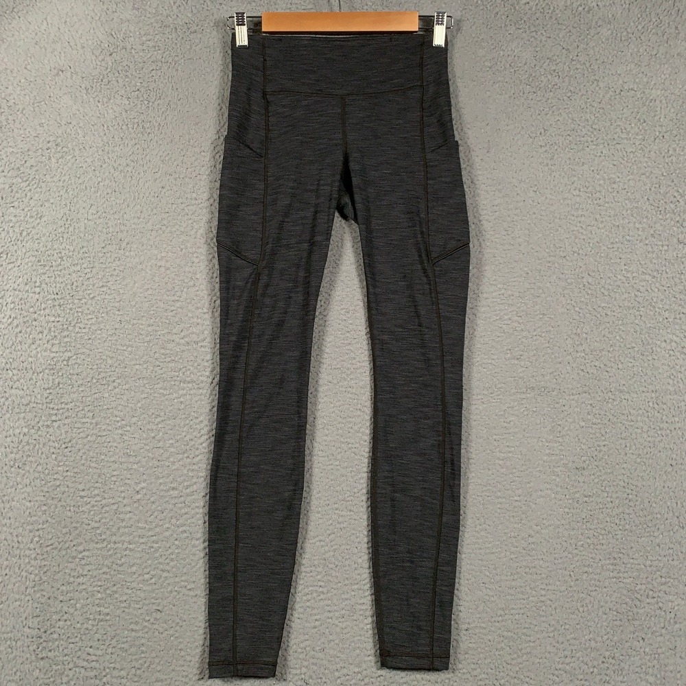 Lululemon Speed Up Tight Leggings Womens 4 Grey Heathered High Rise Yoga Running